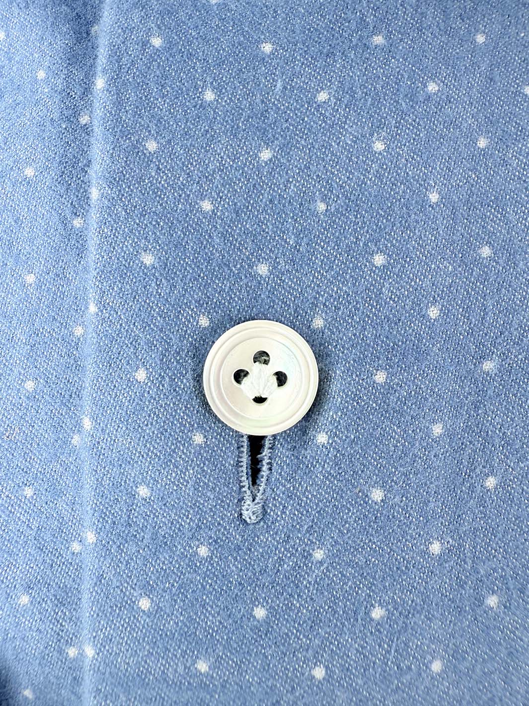 Polka Dot Brushed Flannel Shirt - Steel Blue - Image 2