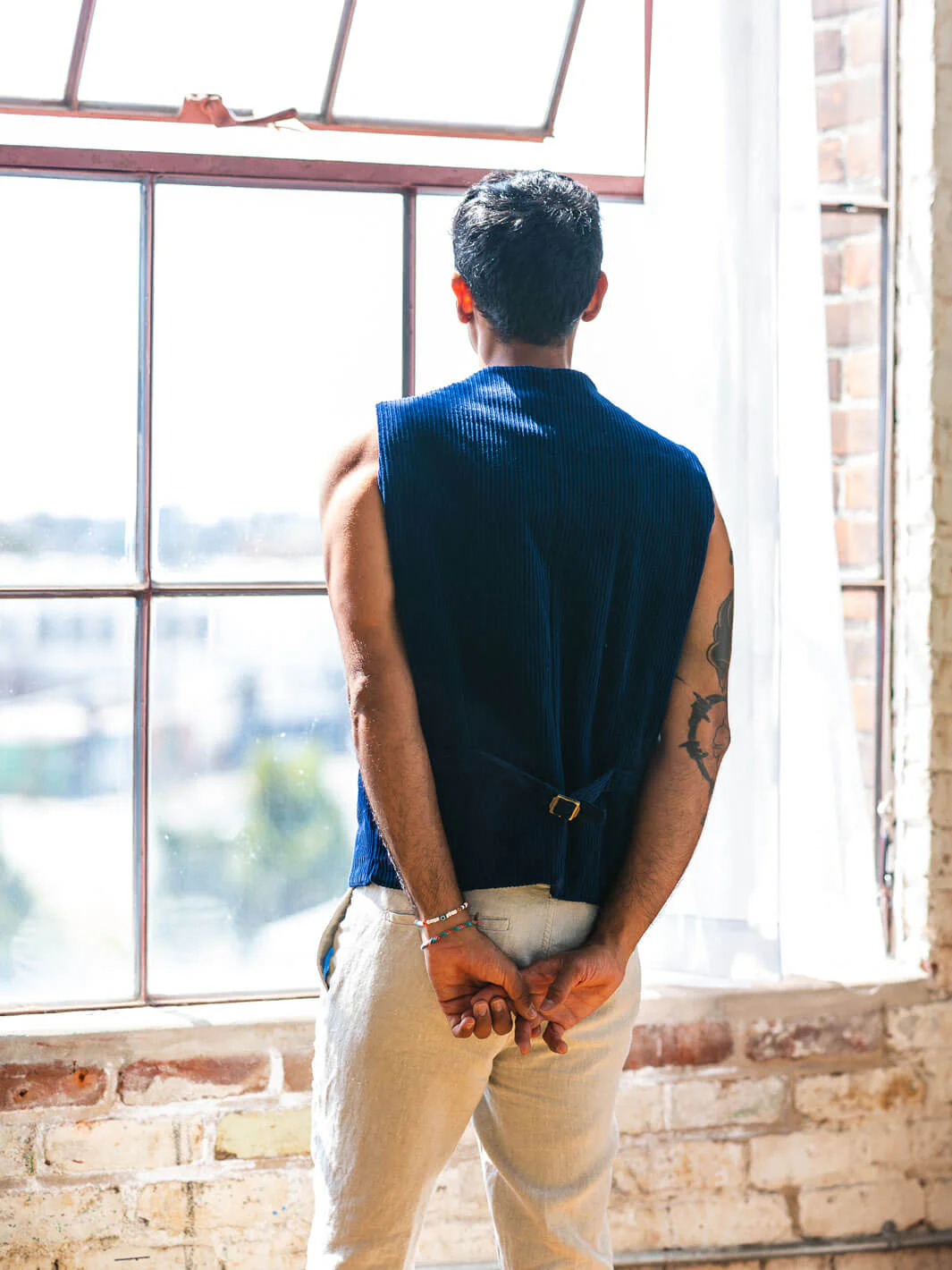 Blue Corduroy Double-Breasted Vest - Image 2
