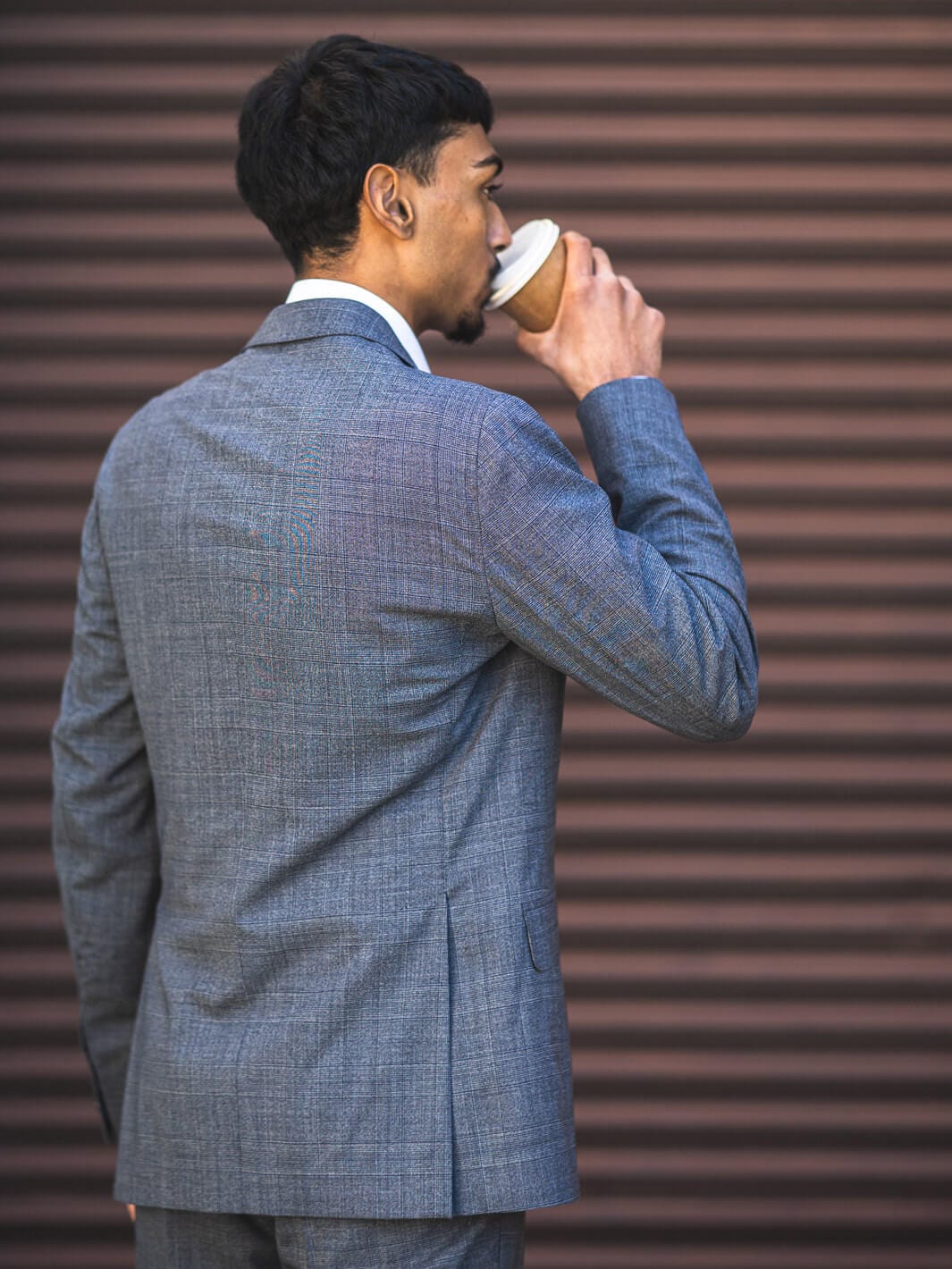 Steel Blue Glen Plaid Stretch Suit - Image 2