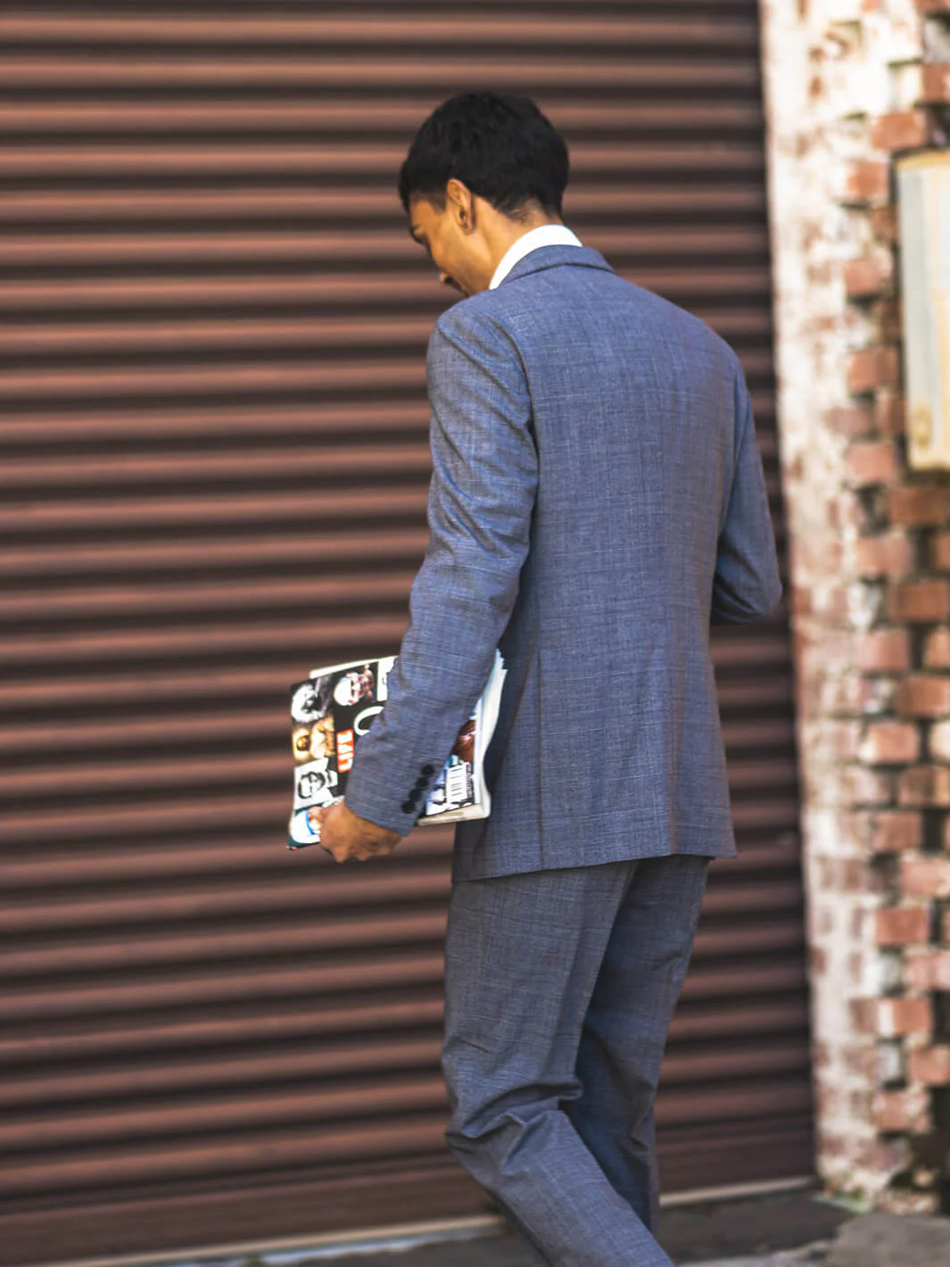 Steel Blue Glen Plaid Stretch Suit - Image 4