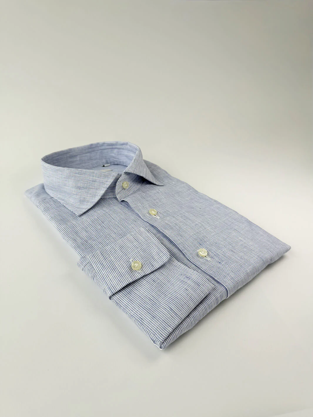 Mille Stripe Linen Dress Shirt - Blue - Image 4