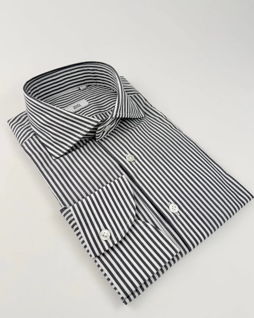 Bold Stripe Cotton Dress Shirt - Charcoal - Image 6