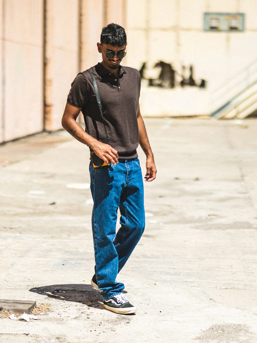 Merino Knit Polo Shirt - Brown - Image 2