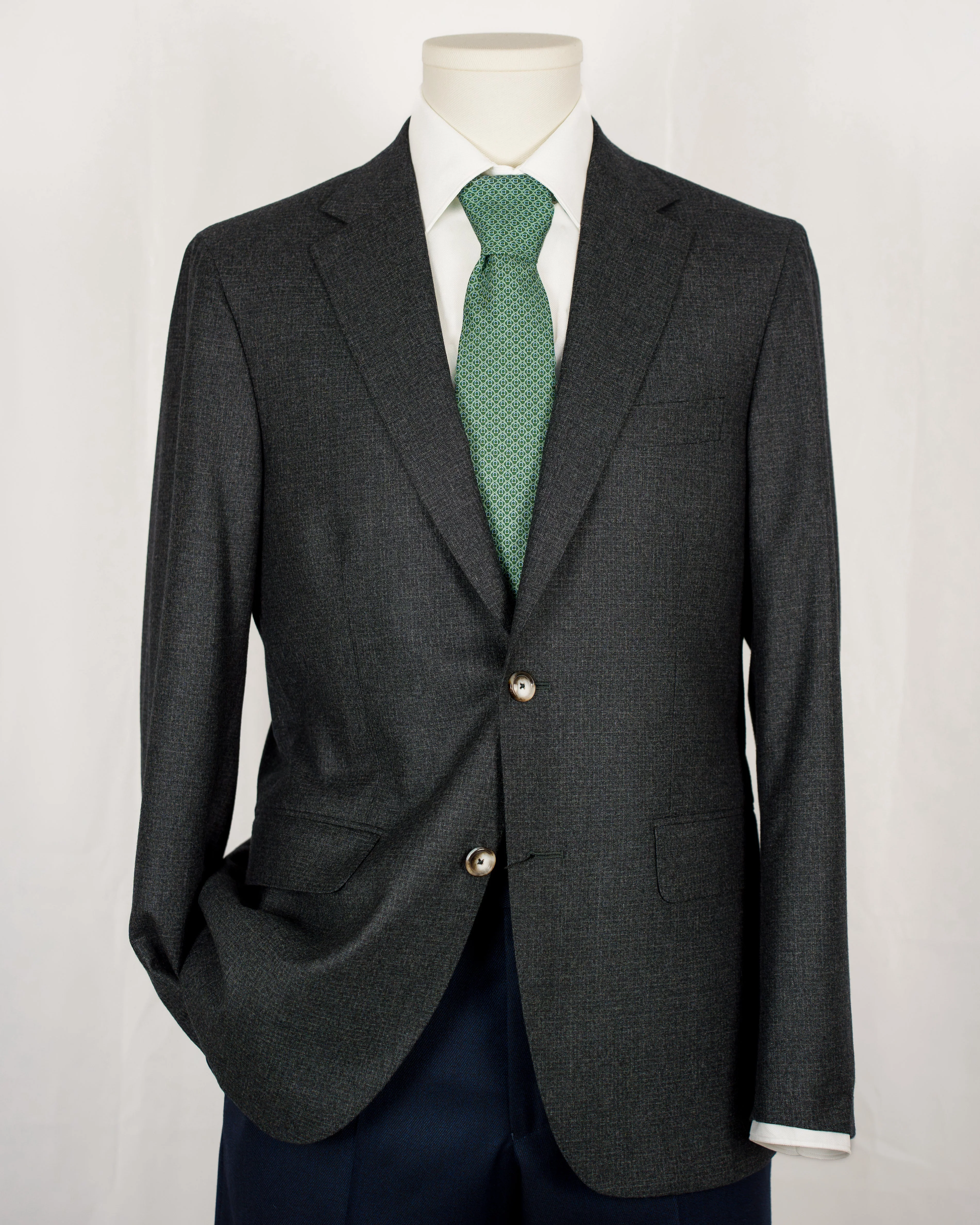 Charcoal Grey Wool Checkered Scabal Sport Coat