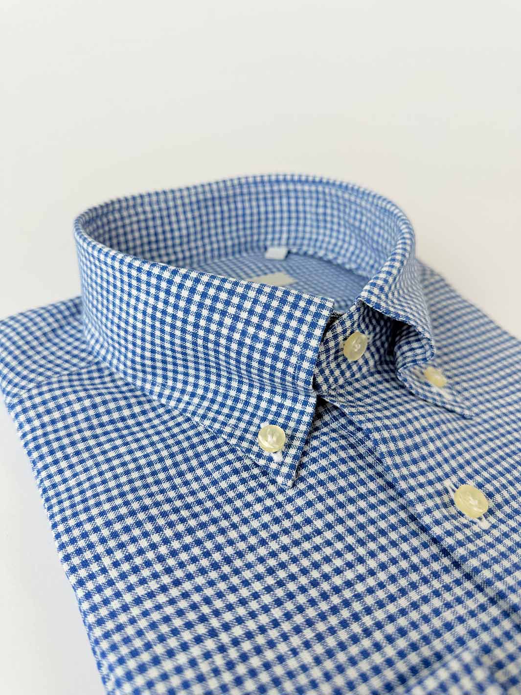Gingham Linen Button-Down Shirt - Dark Blue - Image 4