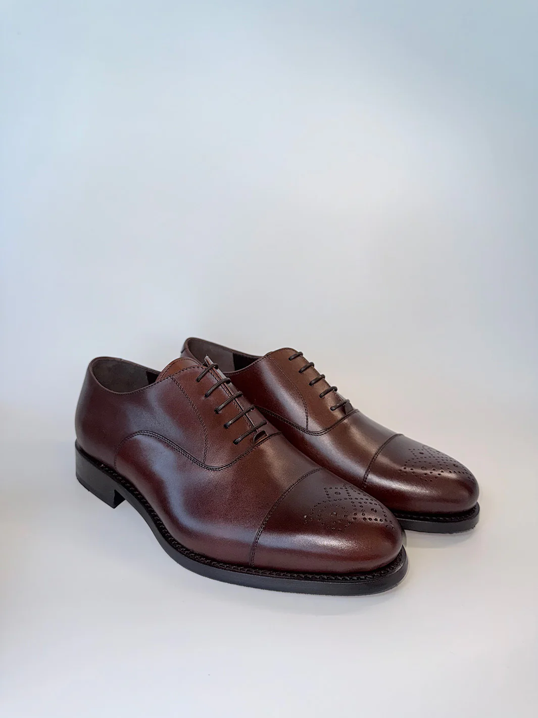 Dark Brown Medallion Cap-Toe Oxford - Box Calf - Image 2