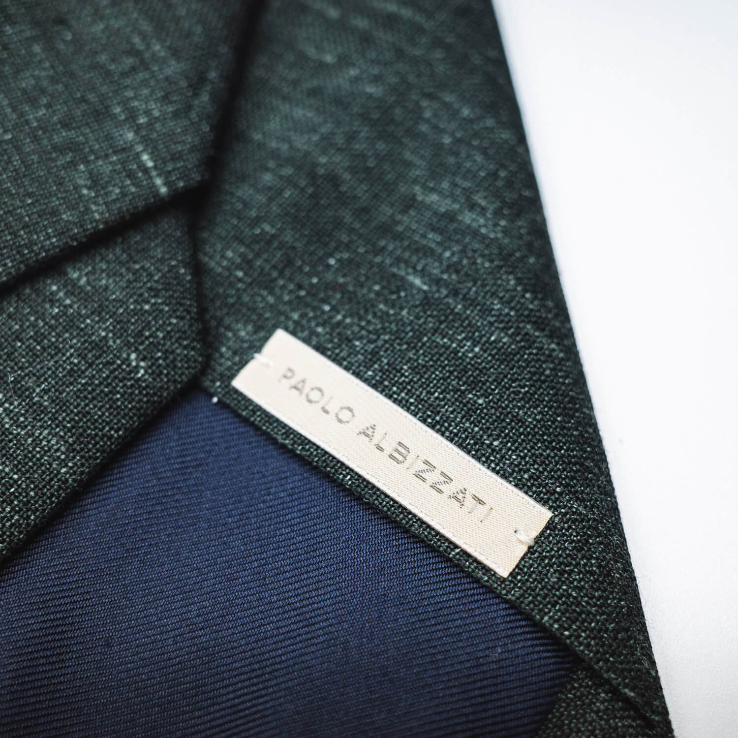 Linen-Wool Tie - Forest Green - Image 4