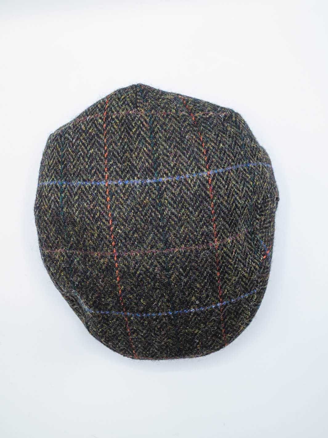 Herringbone Tweed Check Driving Cap - Dark Olive