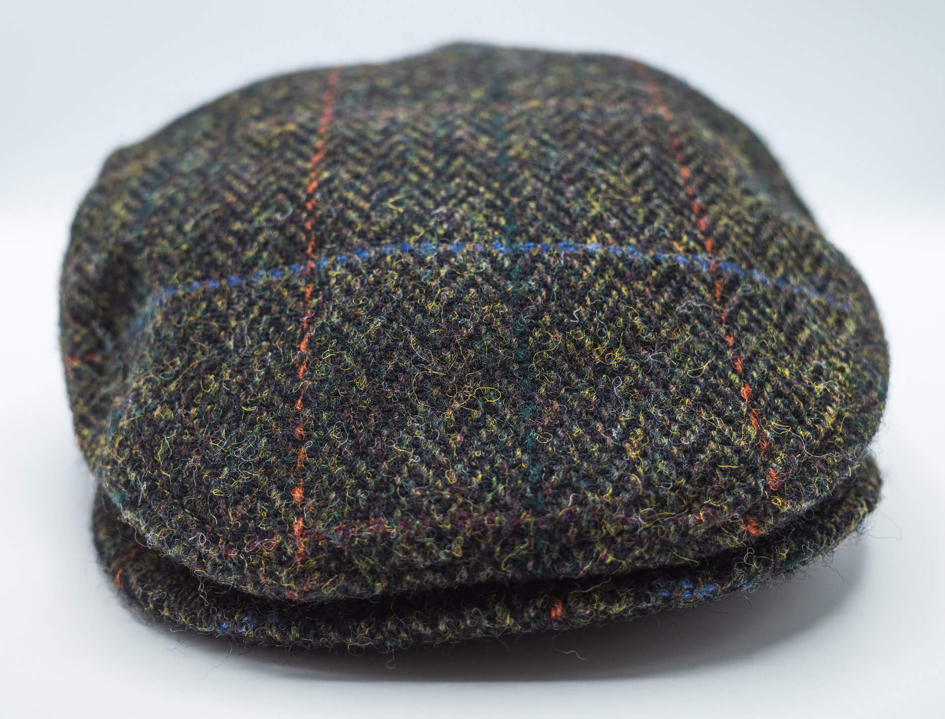 Herringbone Tweed Check Driving Cap - Dark Olive - Image 3