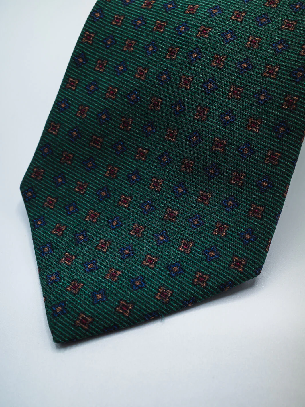 Silk Floral Print Tie - Green - Image 3