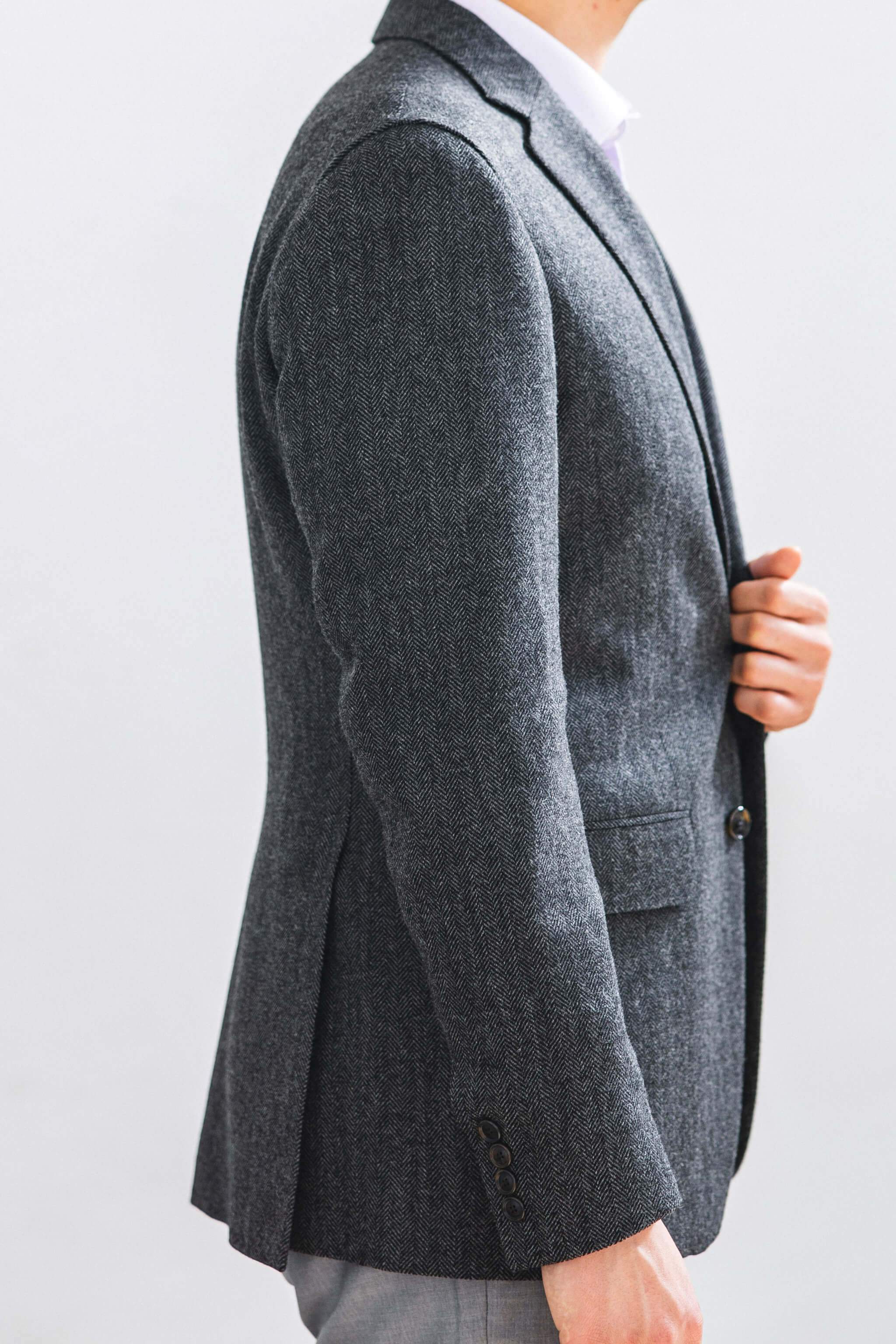 Grey Herringbone Tweed Sport Coat - Image 3