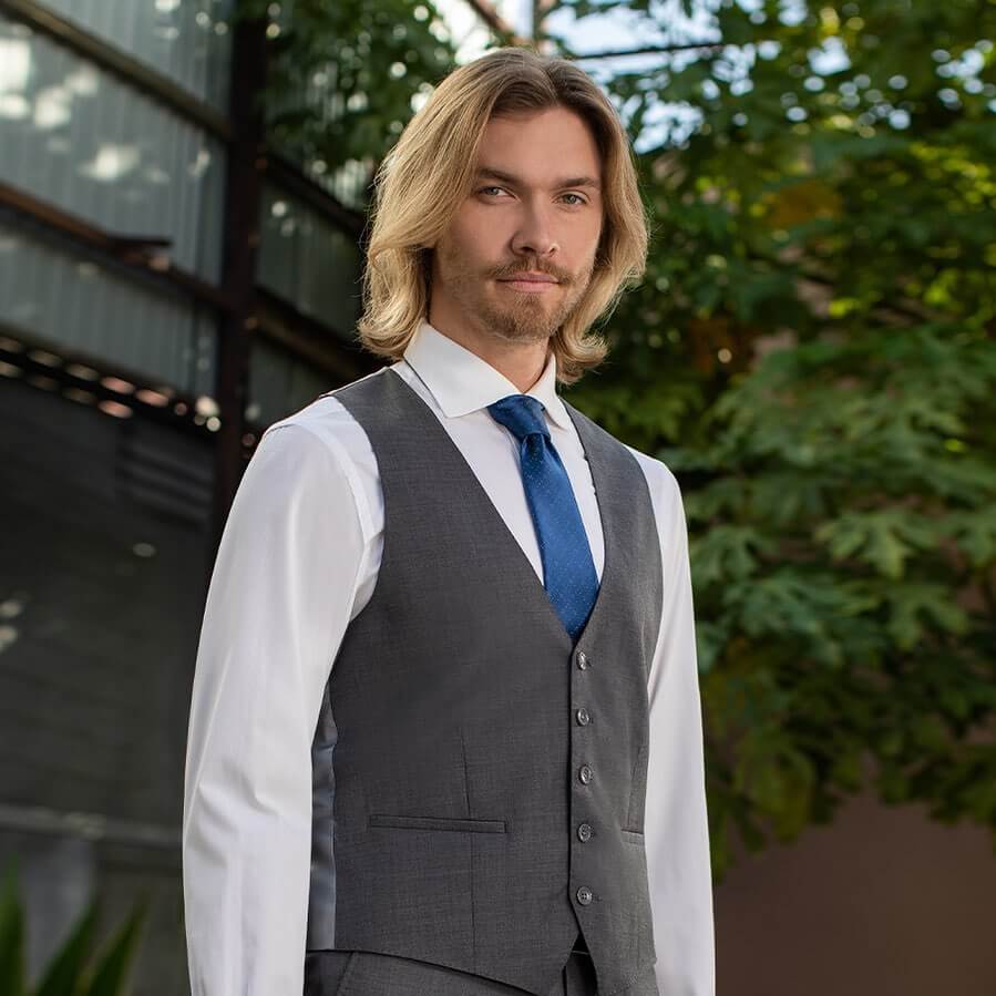 Grey S140s Wool Waistcoat
