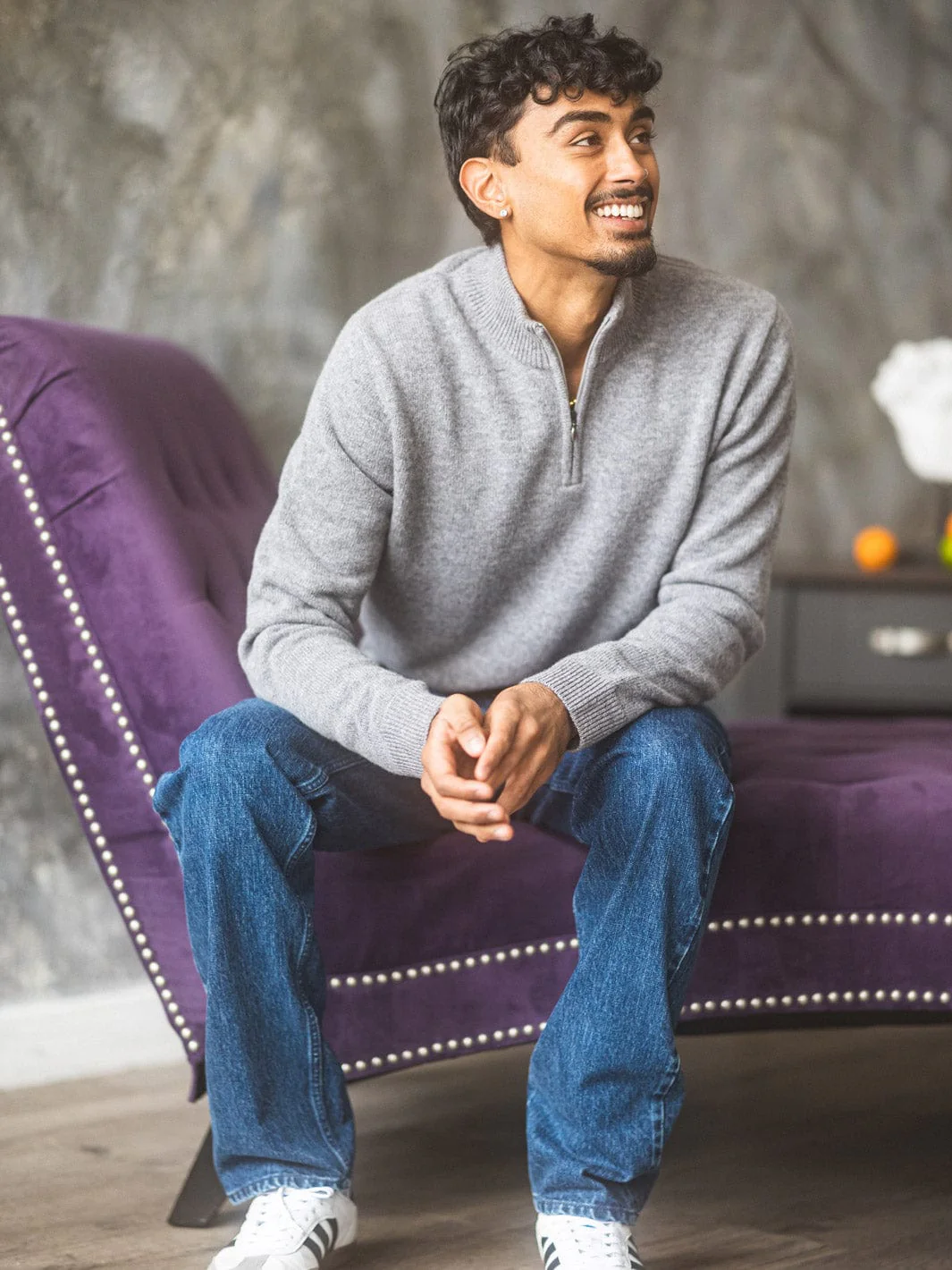 Merino Quarter-Zip Sweater - Grey - Image 3