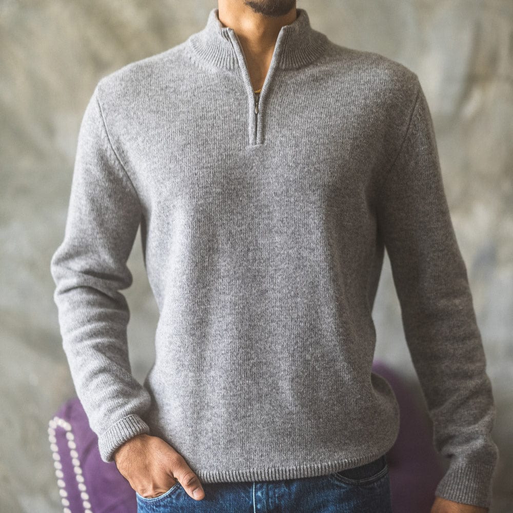 Merino Quarter-Zip Sweater - Grey - Image 4