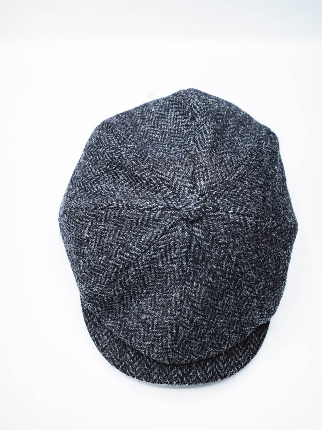 Herringbone Tweed Newsboy Cap - Gunmetal