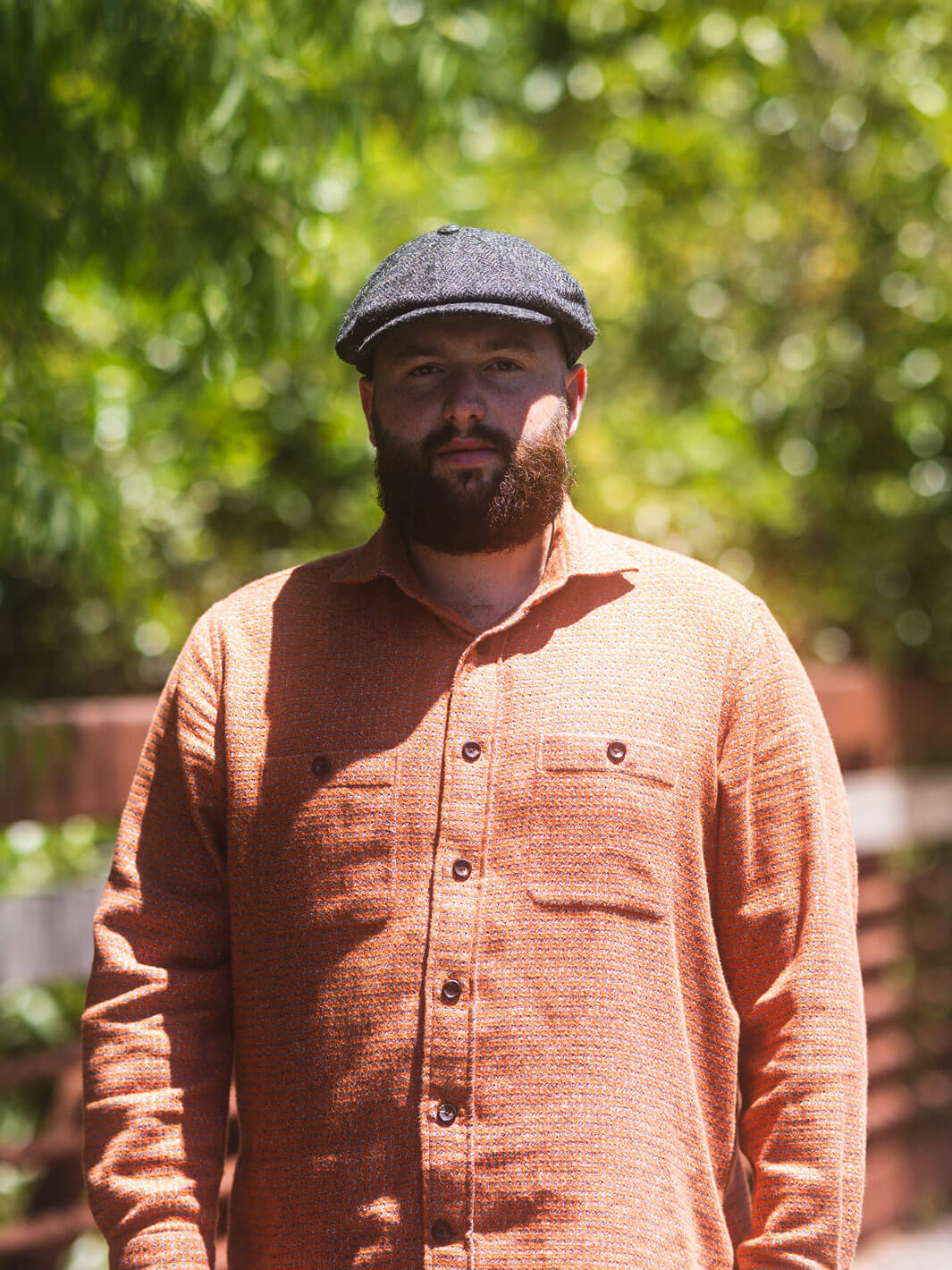 Herringbone Tweed Newsboy Cap - Gunmetal - Image 2
