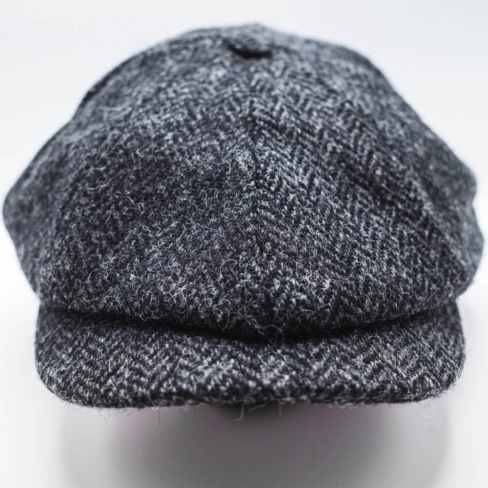 Herringbone Tweed Newsboy Cap - Gunmetal - Image 3