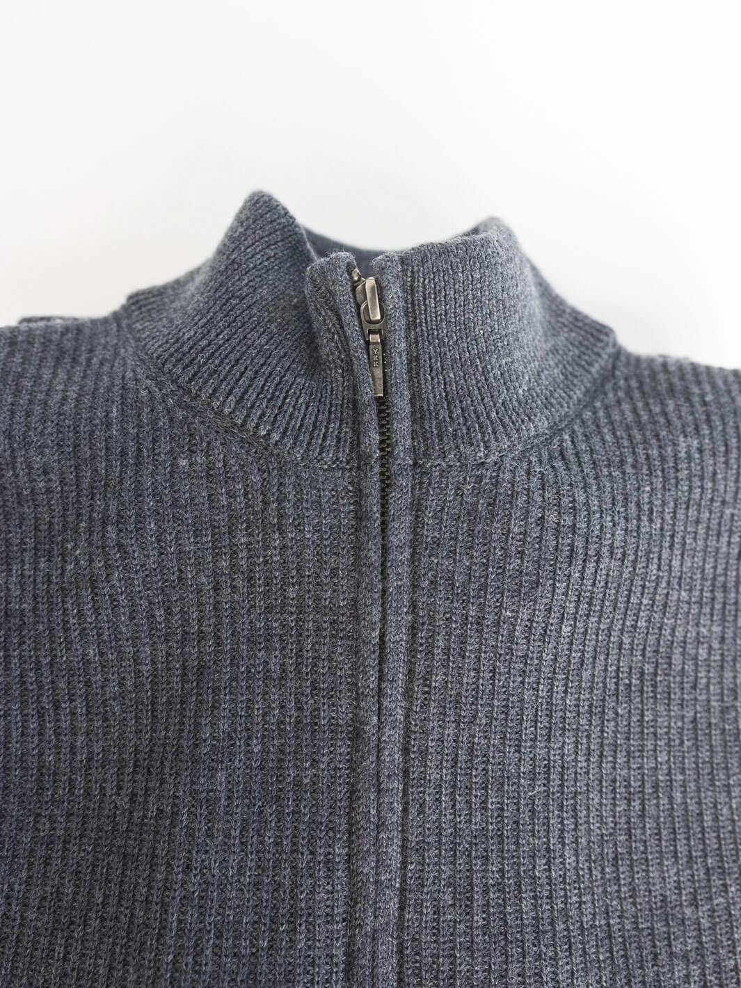 Lambswool Full-Zip Sweater - Grey - Image 3