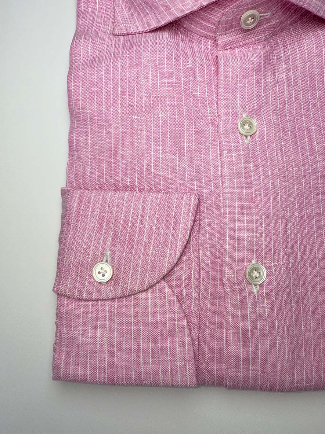 Pinstripe Linen Dress Shirt - Lavender Pink - Image 3
