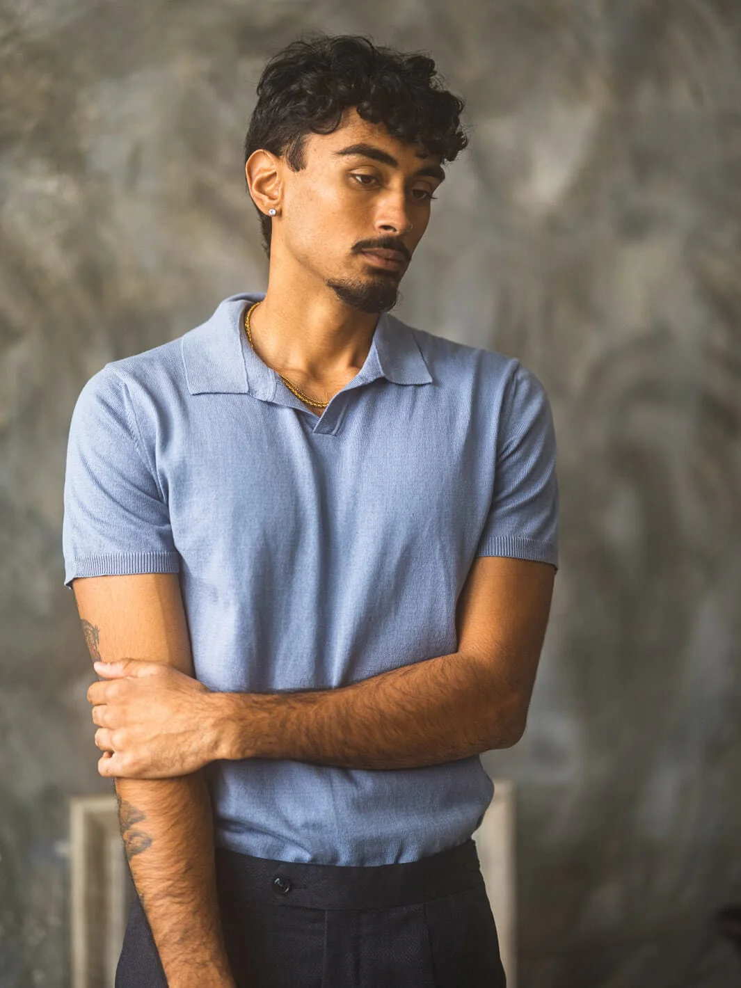 Riva Cotton Polo Shirt - Light Blue - Image 3