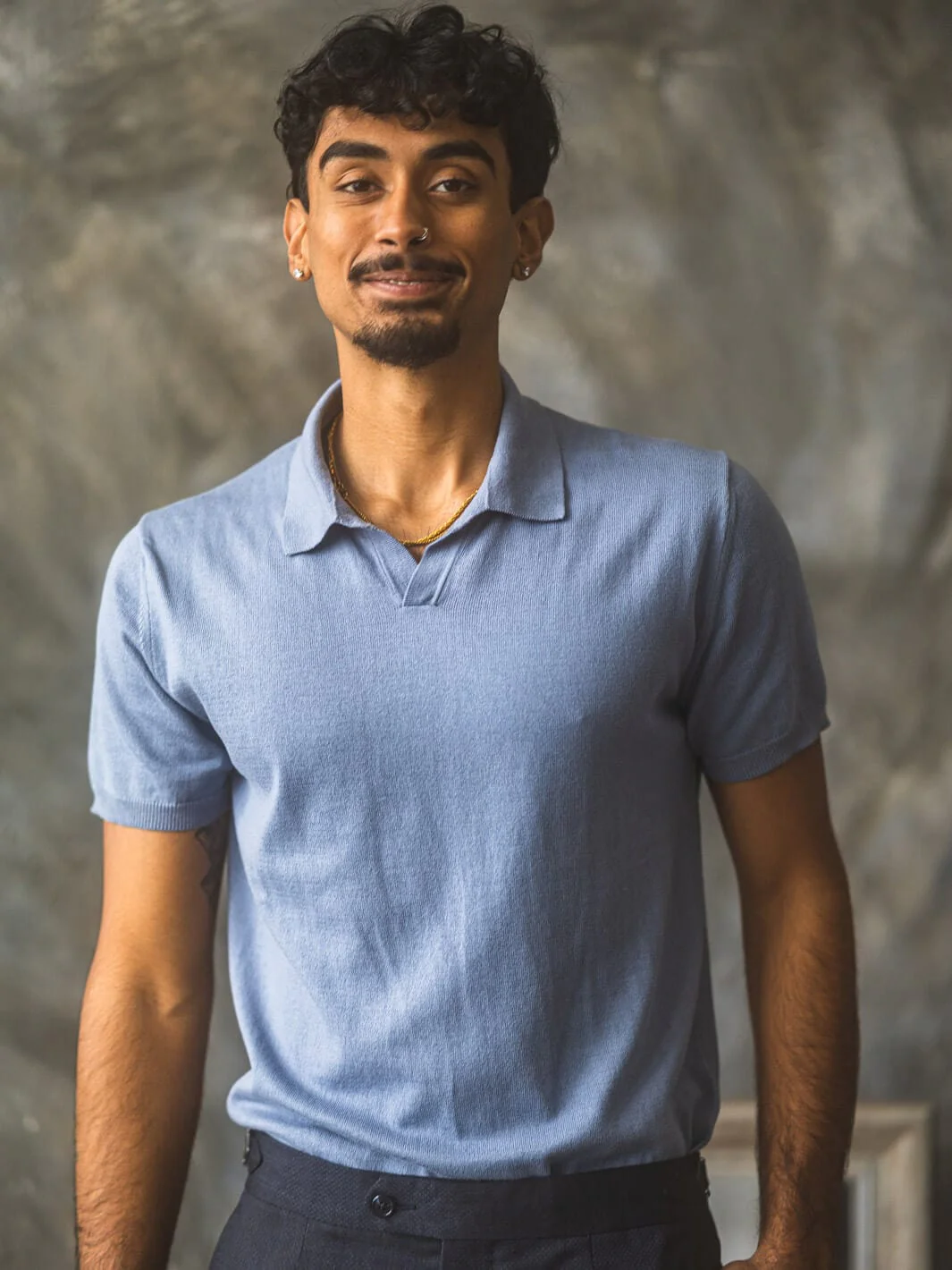 Riva Cotton Polo Shirt - Light Blue - Image 4