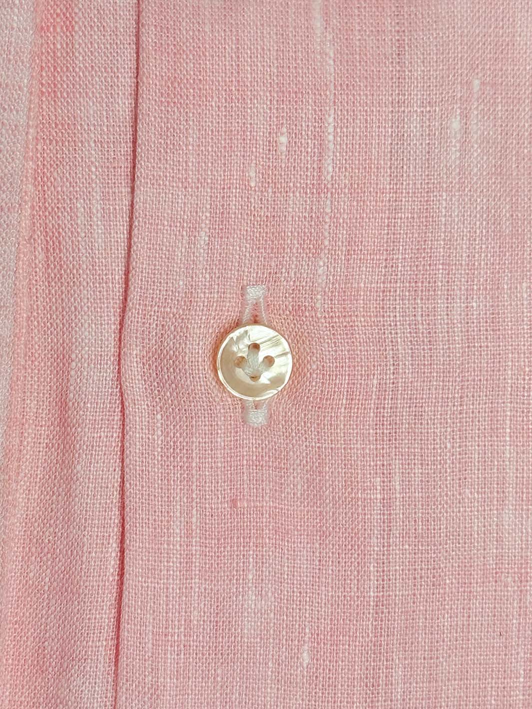 Linen Button-Down Shirt - Light Pink - Image 3