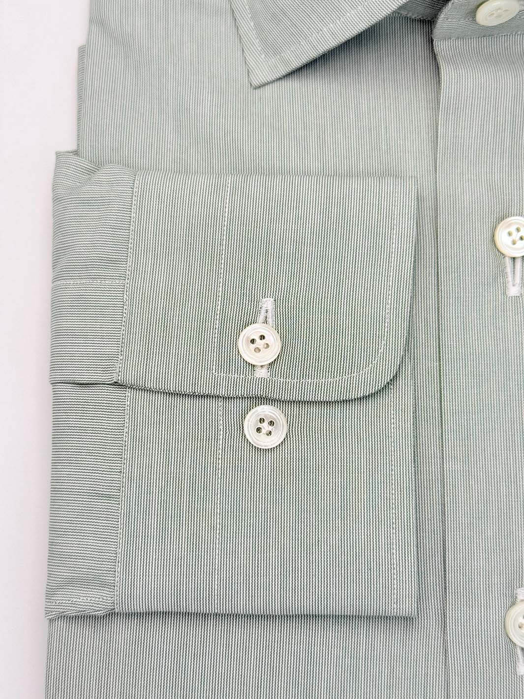 Micro-Stripe Cotton Dress Shirt - Green - Image 3
