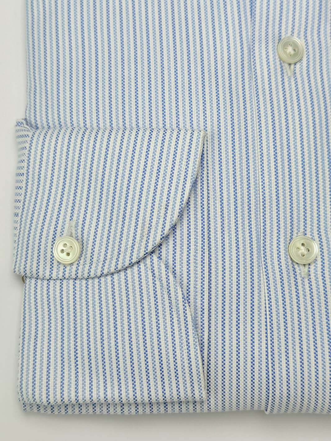 Mille Stripe Cotton Dress Shirt - Multi-Blue - Image 2