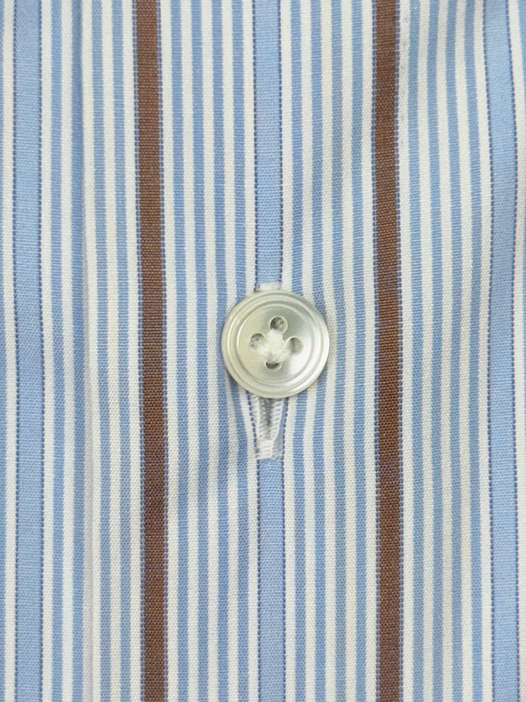Multi-Stripe Cotton Shirt - Light Blue & Brown - Image 3