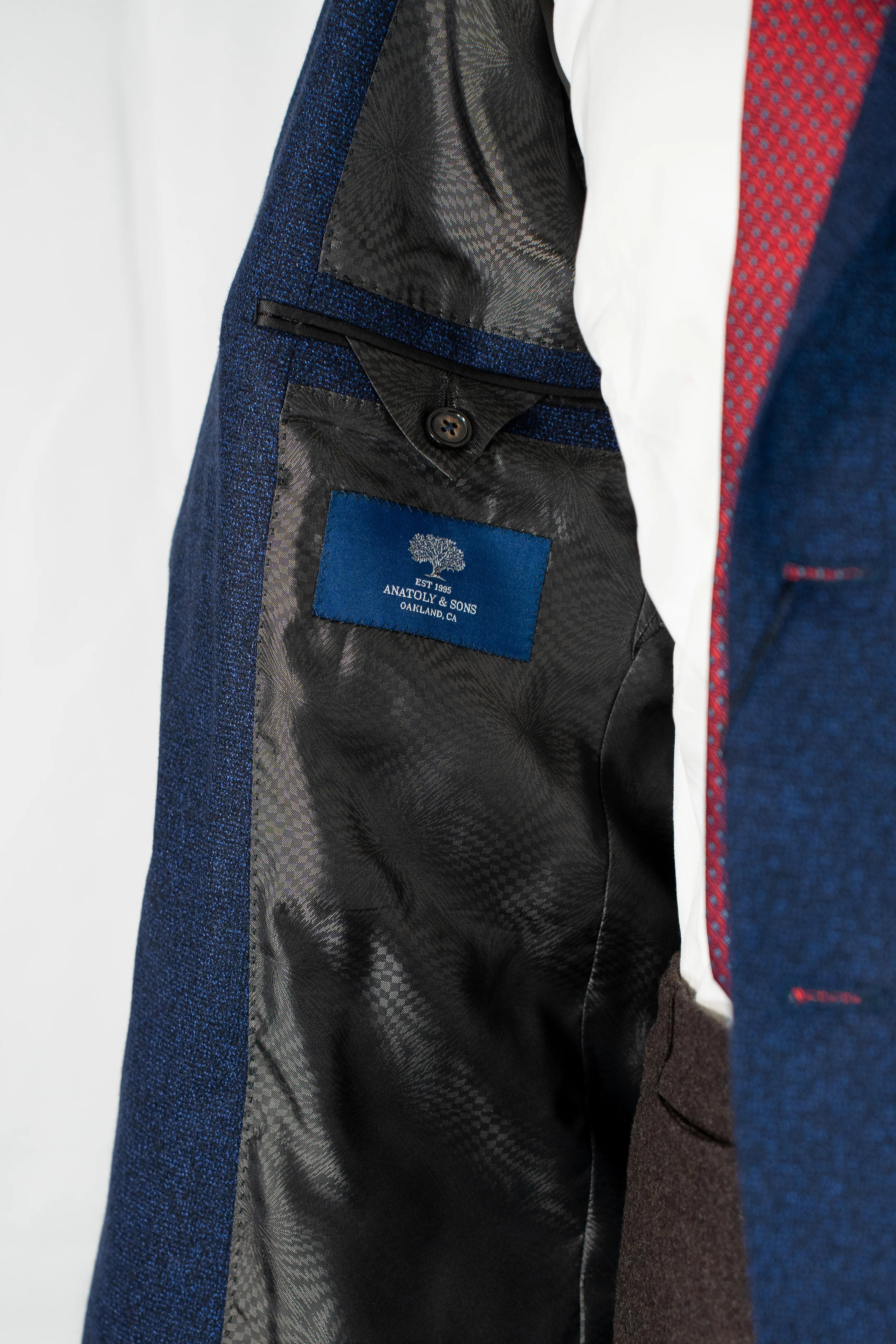 Dark Blue Textured Scabal Stardust Sport Coat - Image 4