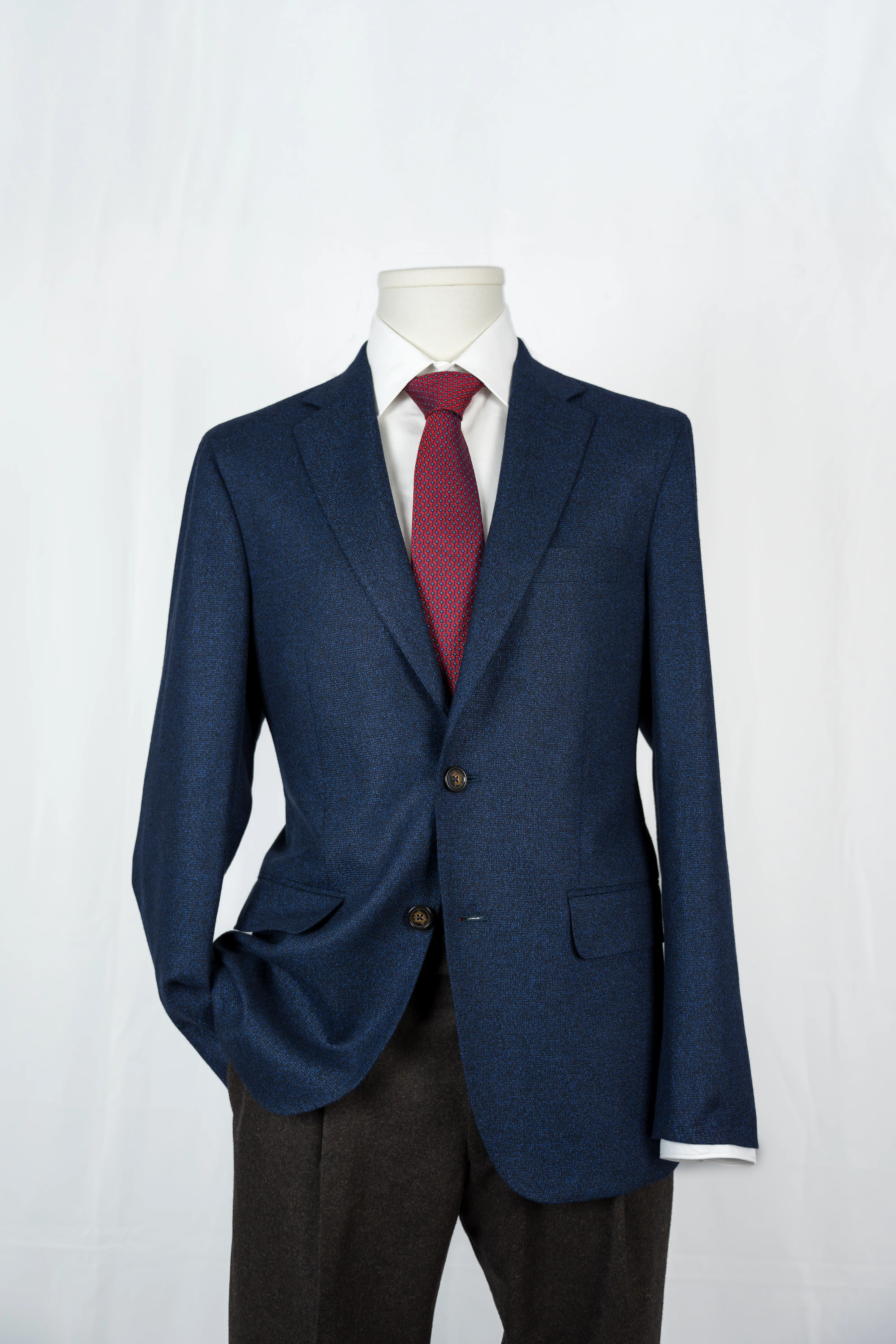 Dark Blue Textured Scabal Stardust Sport Coat - Image 6