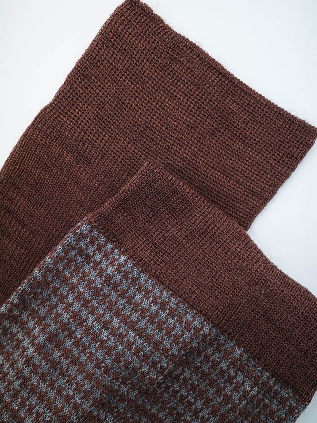 Wool Houndstooth Over-the-Calf Socks - Rust/Grey - Image 2