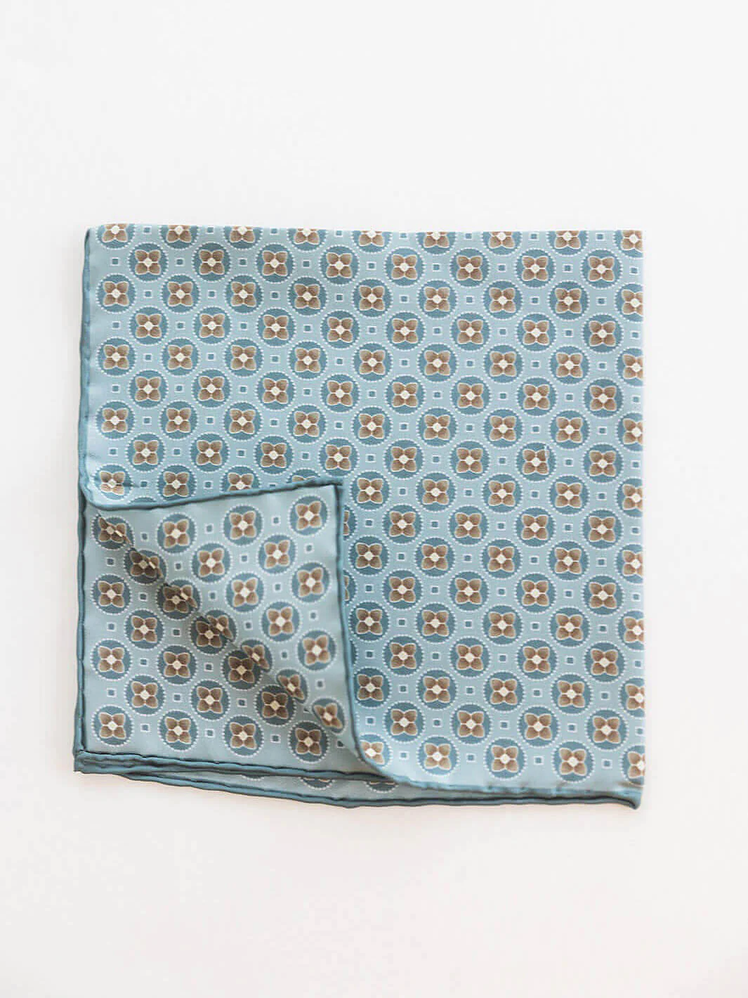 Silk Floral Medallion Pocket Square - Teal