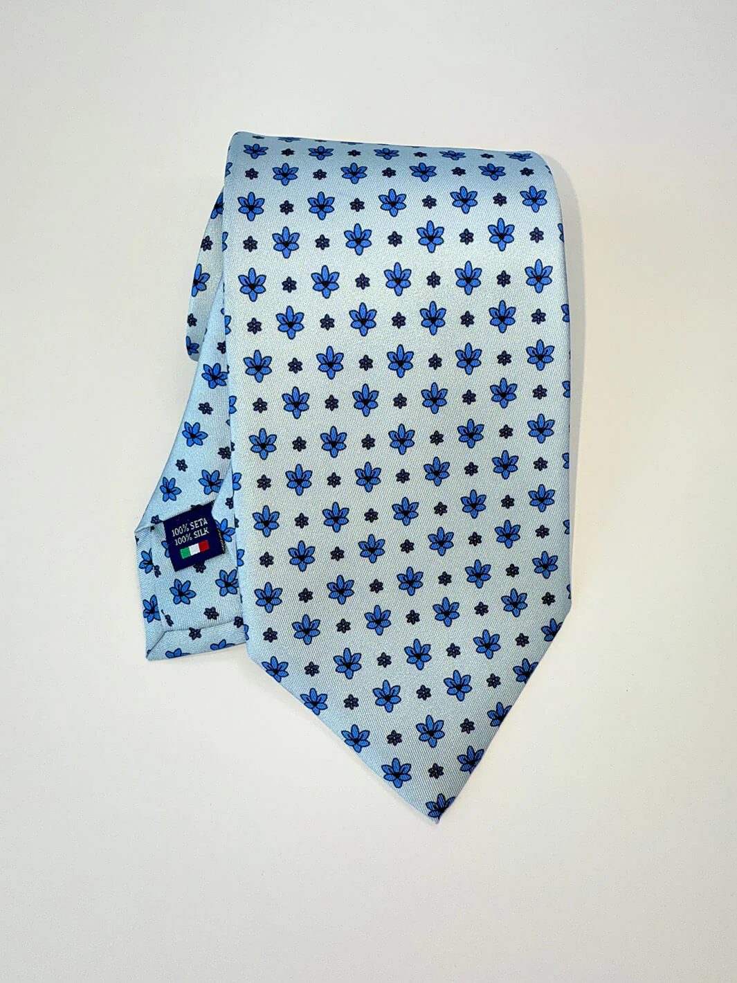 Silk Floral Tie - Light Blue