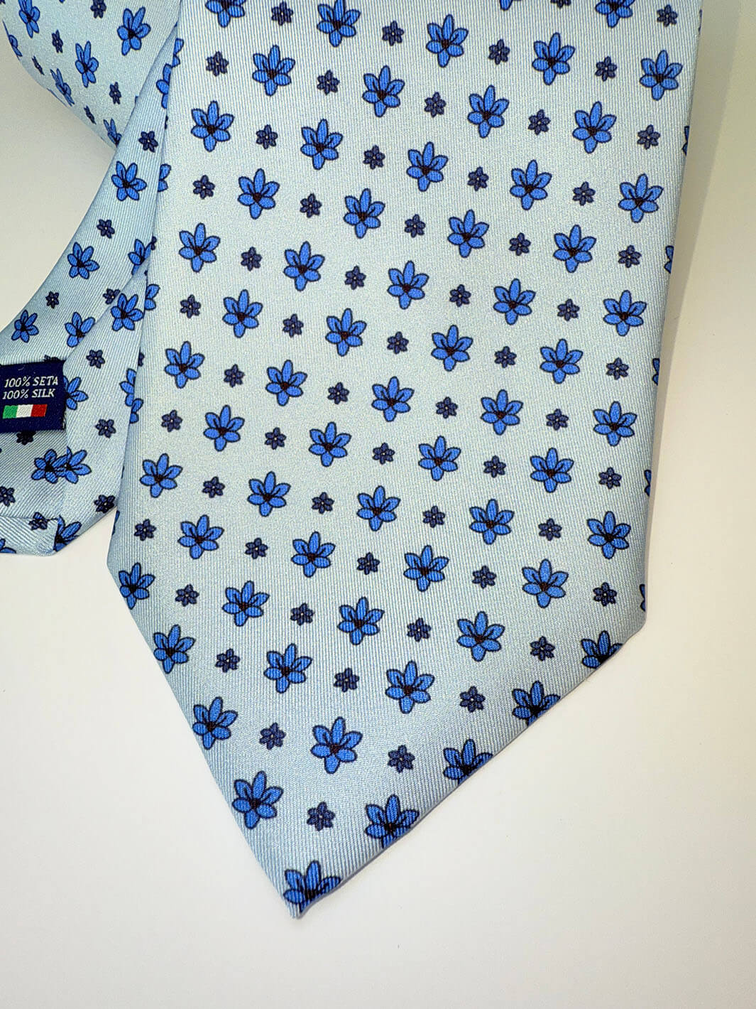 Silk Floral Tie - Light Blue - Image 2