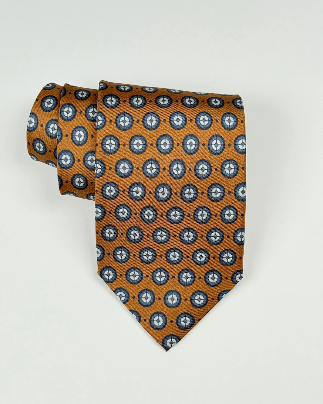 Silk Medallion Print Tie - Amber