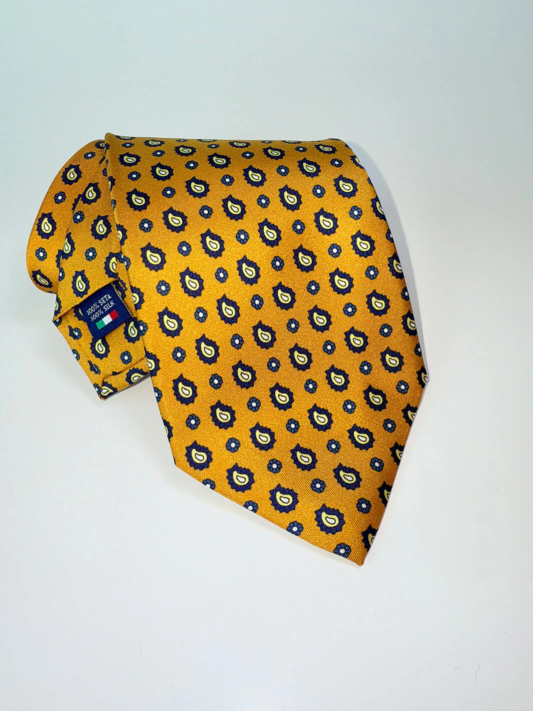 Silk Floral Paisley Tie - Yellow - Image 3