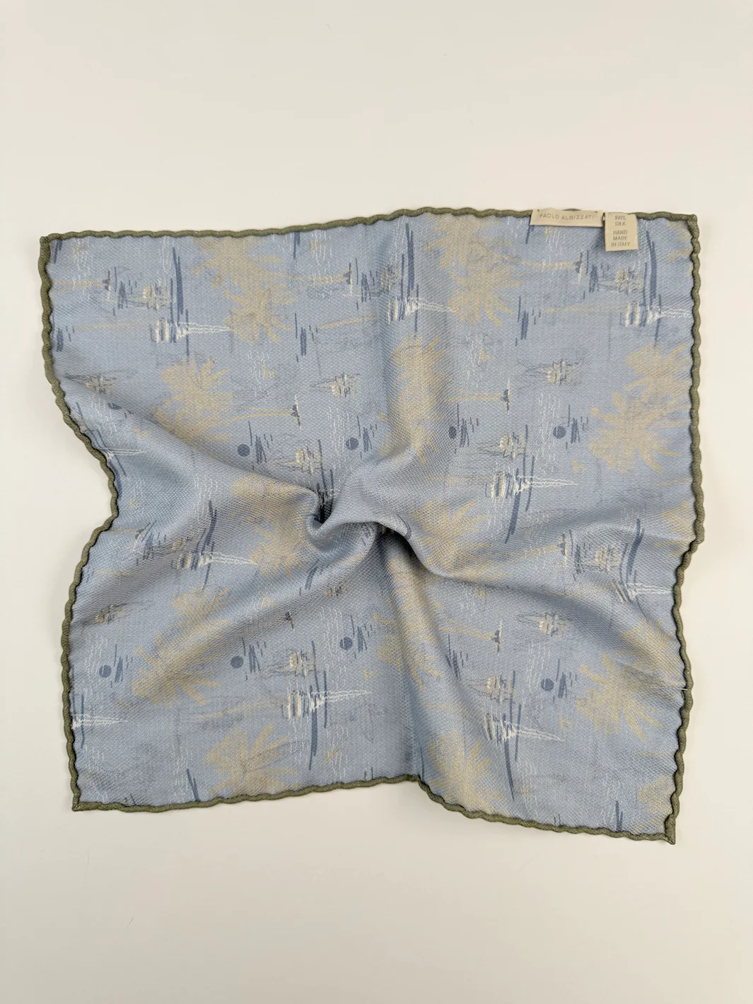 Reversible Silk Surf Motif Pocket Square - Light Grey - Image 3