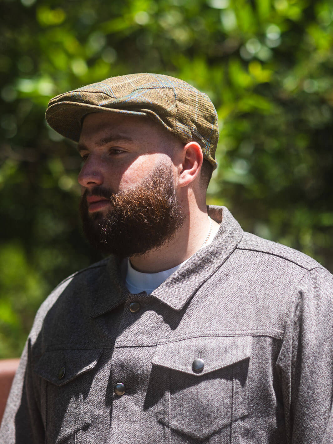 Tweed Check Driving Cap - Tobacco - Image 2